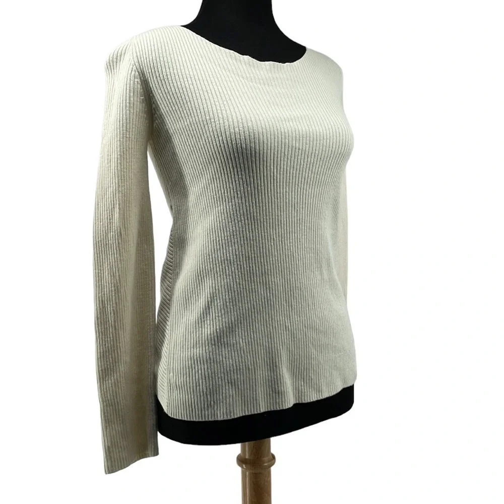 ARITZIA Babaton Kitano wool linen blend sweater criss cross minimalist sz xs
